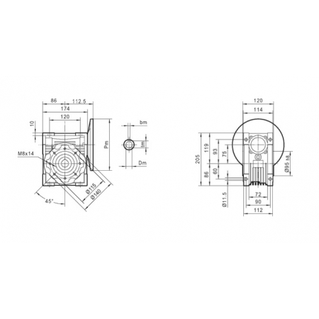 MOCNA PRZEKŁADNIA SILNIKA ELEKTRYCZNEGO 90B5 I=15